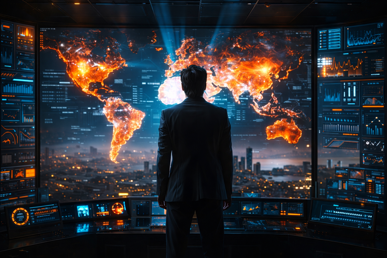 Analyst viewing a global operations dashboard