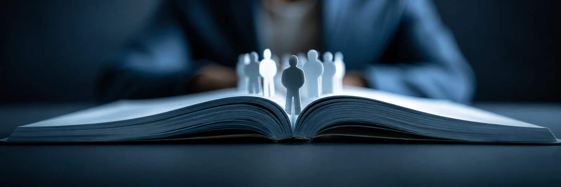 Open book with figures standing on its pages, representing Parsolvo capabilities