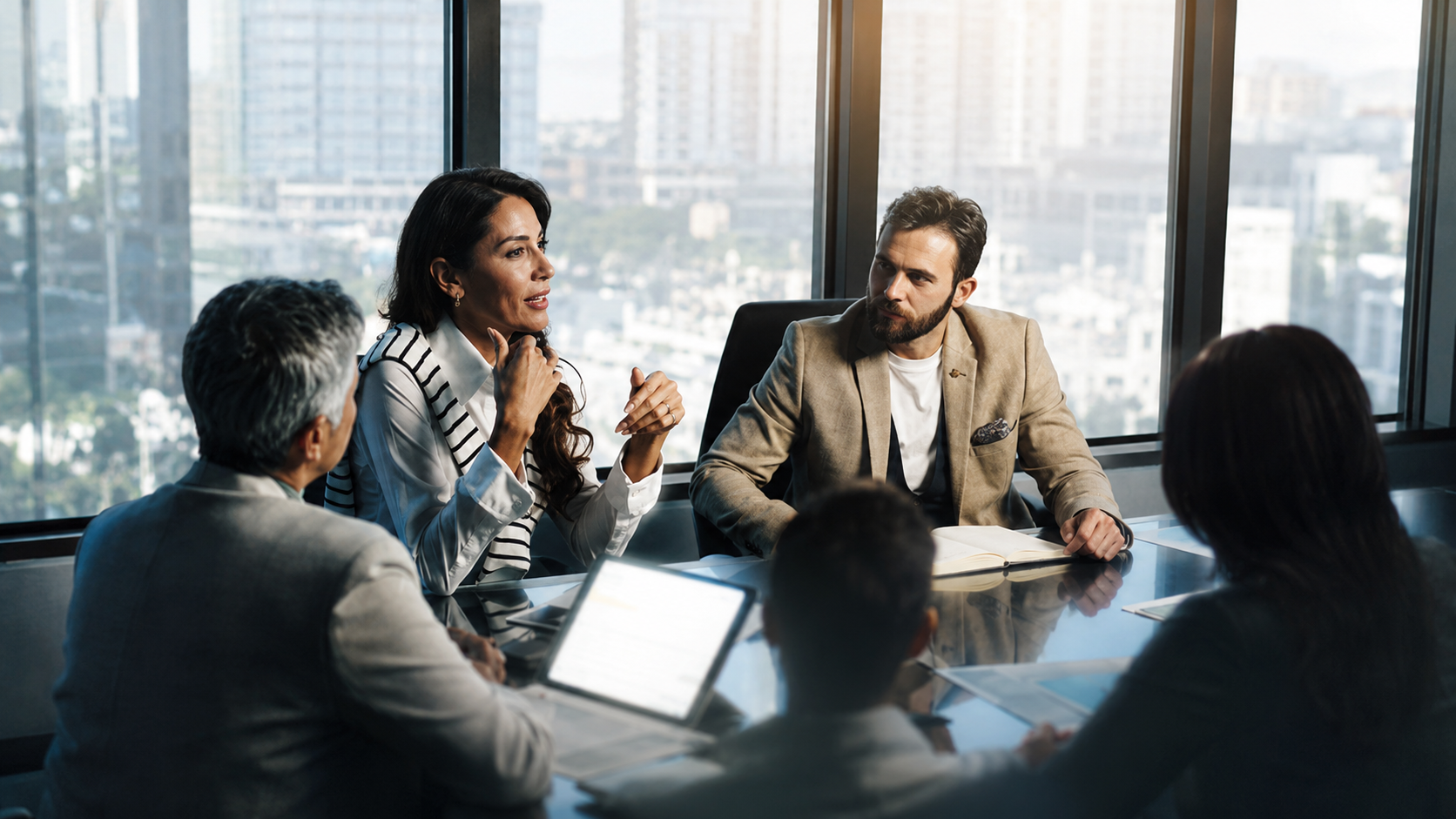 Federal leaders meeting around a boardroom table